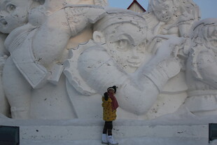 人赏巨型精美雪雕作品