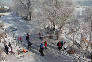 冬日户外人群活动场景