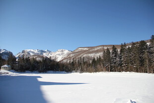 冬日雪山下的静谧雪地 长白山