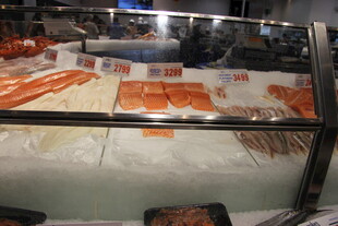 新鲜陈列的多样海鲜食材