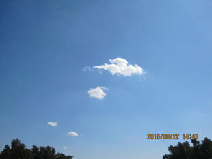 蓝天飘着几朵白云