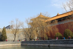 故宫红墙旁的冬日景致