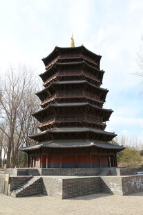 古朴多层宝塔建筑景观