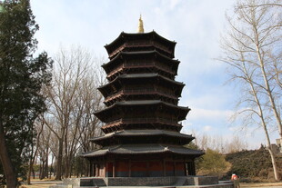 古朴多层宝塔屹立林间