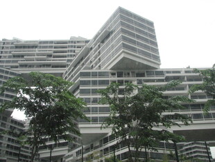 现代绿植环绕的高楼建筑