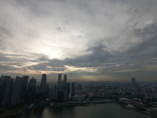 城市天际线与多云天空景观