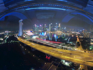 上海城市夜景高架桥俯瞰