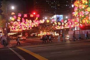 城市街道璀璨节日彩灯