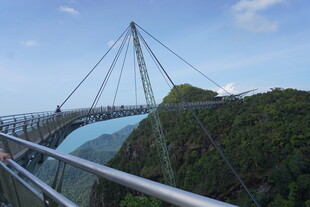 高空观景悬索桥壮丽风光