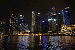 新加坡璀璨夜景城市风光