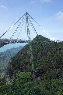 高山悬索桥俯瞰壮丽景观