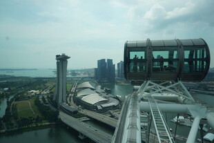 高空俯瞰摩天轮与城市景观