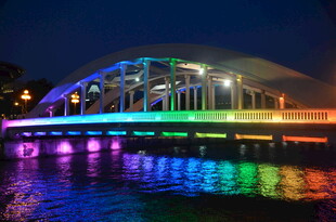 新加坡夜晚绚丽桥梁景观