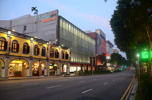 城市街道旁的繁华商业建筑