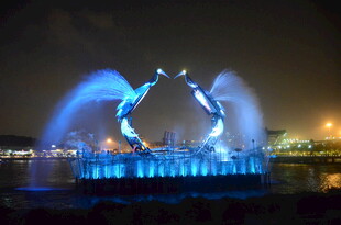 梦幻夜景喷泉灯光秀