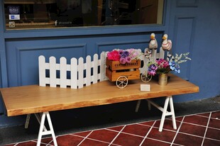 户外木质长椅装饰摆件