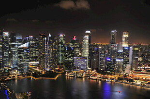 新加坡璀璨夜景城市风光