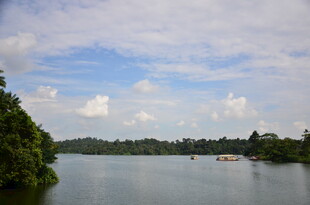 湖畔风光 绿树蓝天碧水