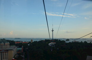 高空缆车俯瞰城市与海景