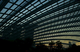 黄昏下的现代玻璃建筑