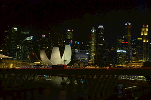 新加坡夜景中的艺术科学博物馆