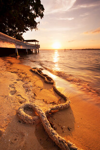 夕阳下的海滩绳索美景 新加坡
