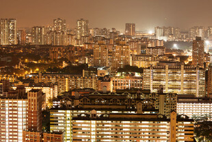 新加坡城市璀璨夜景俯瞰图