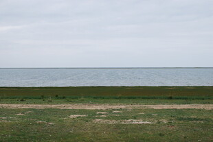 草原边的辽阔平静海面