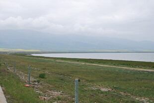 湖畔公路旁的开阔自然景致