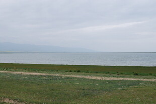 草原边的辽阔水域风光