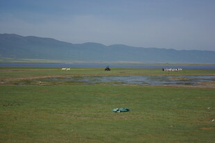 草原风光 远处山峦与水域