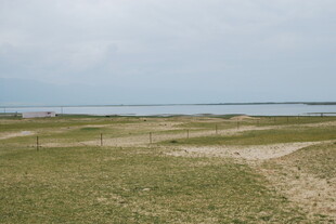 广袤草原与远处的水域