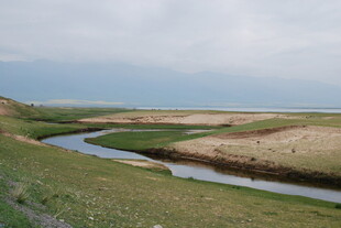 蜿蜒河畔的开阔田园风光