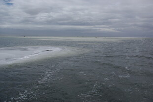 海上波涛与阴沉天空景象