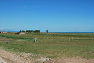 草原风光 远处蓝天与屋