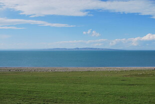 草原边的辽阔蓝色海洋