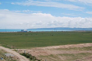广袤草原与远山蓝天美景