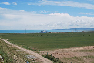 广袤田野与远方蓝天美景