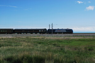 草原上行驶的货运列车