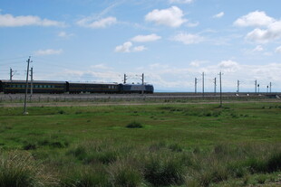 草原上的铁轨与电线杆