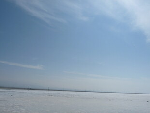 广阔蓝天与无垠雪地景观