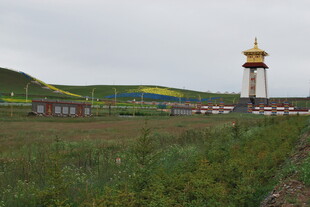 草原上的金色塔建筑