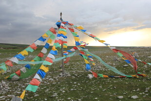 草原上飘扬的五彩经幡
