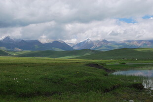 草原湖泊与远山美景
