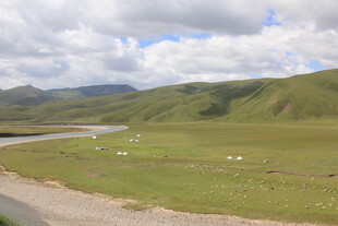 草原公路边的美丽风光