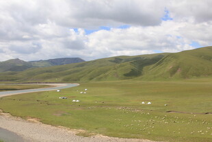 草原公路旁的美丽风光