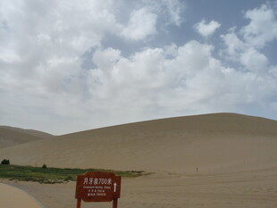 沙漠中的红色标志牌