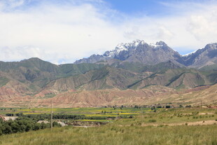 壮丽山景下的广袤绿野