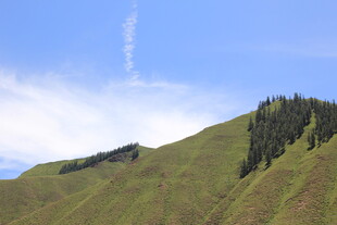 青山绿树间的蓝天白云