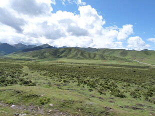 广袤草原与蓝天白云美景
